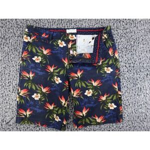 Denim & Flower Shorts‎ Mens 34 Navy Floral Excellent Tropical Bird of Paradise
